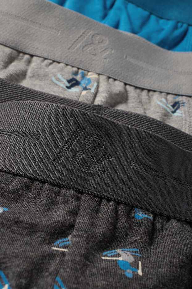 Heren - Set van 3 - trunks - blauw / grijs