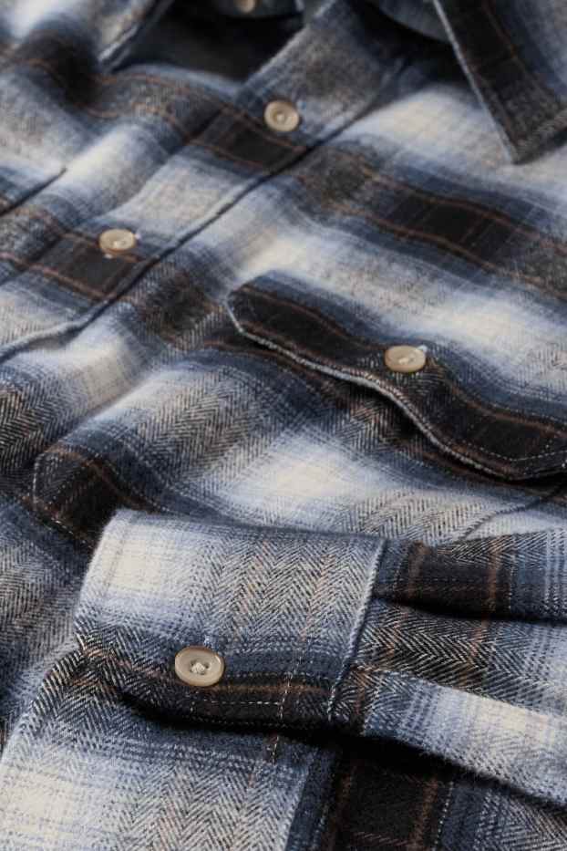 Herren - Flanellhemd - Regular Fit - Kent - kariert - braun / blau