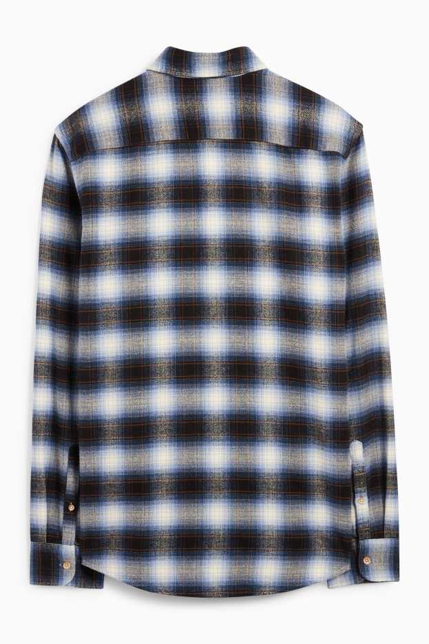 Herren - Flanellhemd - Regular Fit - Kent - kariert - braun / blau