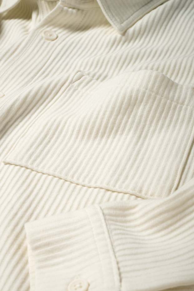 Hommes - Chemise - relaxed fit - col kent - finition côtelée - blanc
