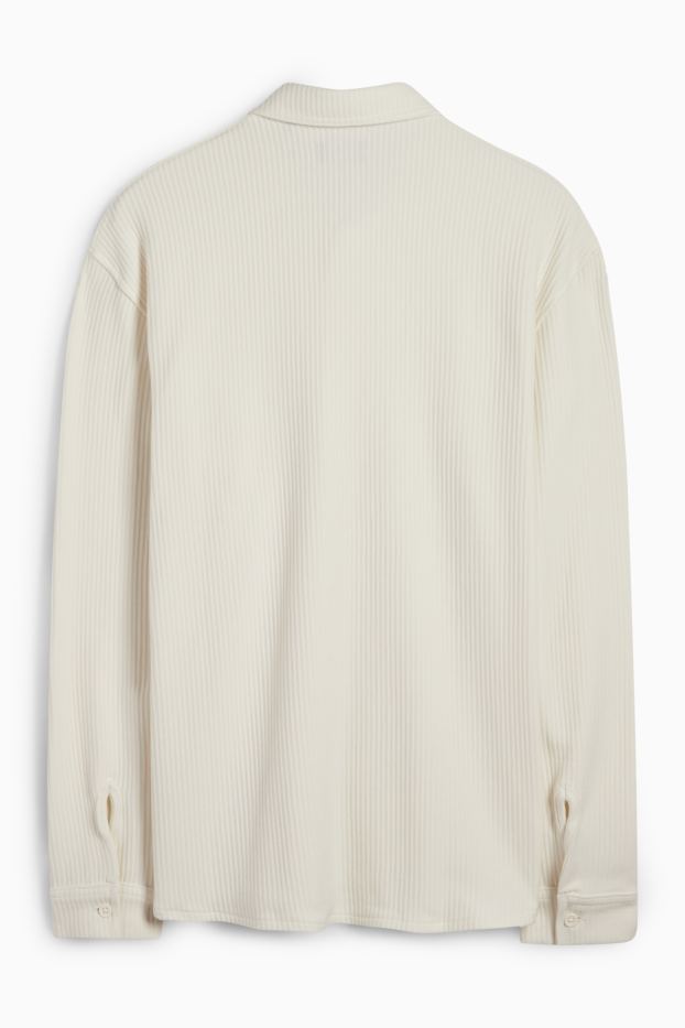 Hommes - Chemise - relaxed fit - col kent - finition côtelée - blanc