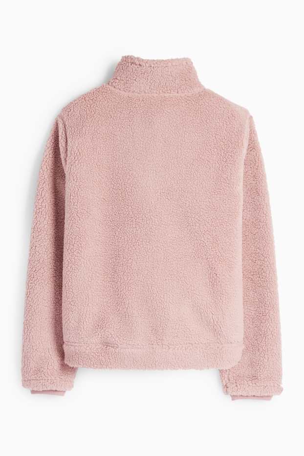 Femmes - Sweat zippé en peluche - rose