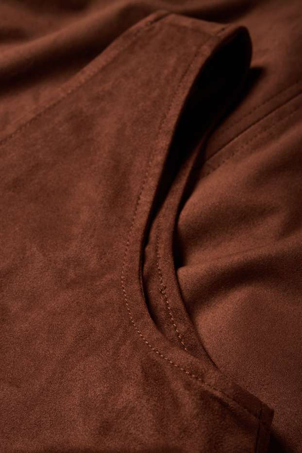 Femei - Rochie - straight fit - imitație de piele întoarsă - maro