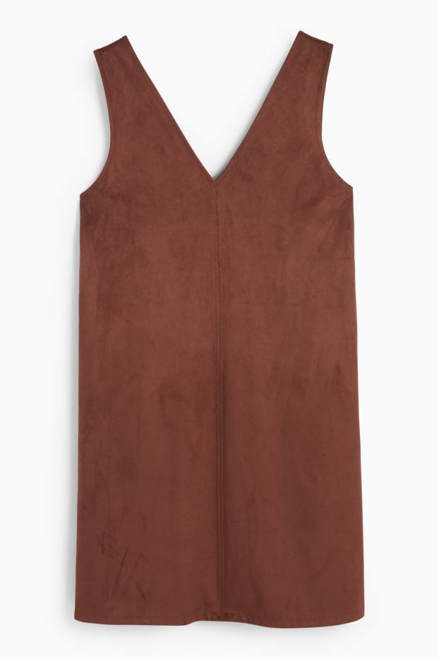 Femei - Rochie - straight fit - imitație de piele întoarsă - maro