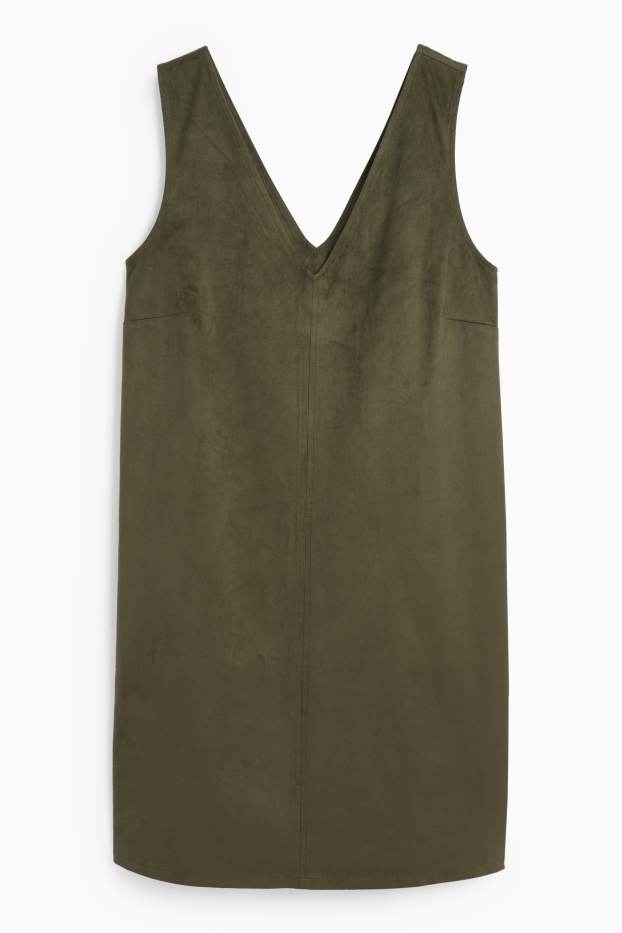 Femmes - Robe - straight fit - faux suède - vert foncé