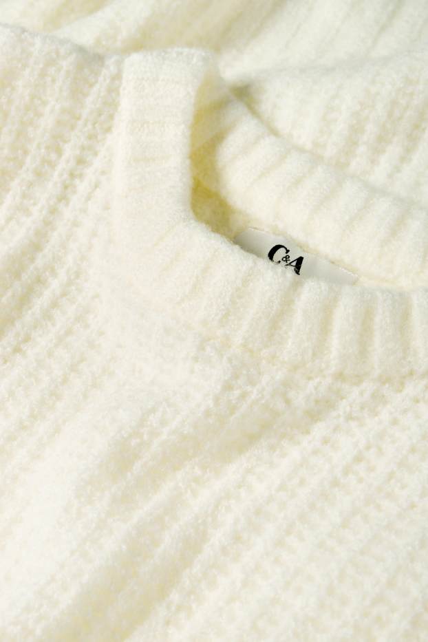 Damen - Pullover - gerippt - cremeweiss
