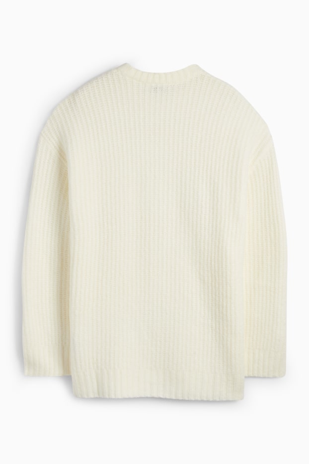 Damen - Pullover - gerippt - cremeweiss