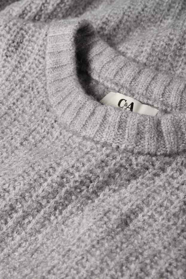Femmes - Pull - finition côtelée - gris chiné