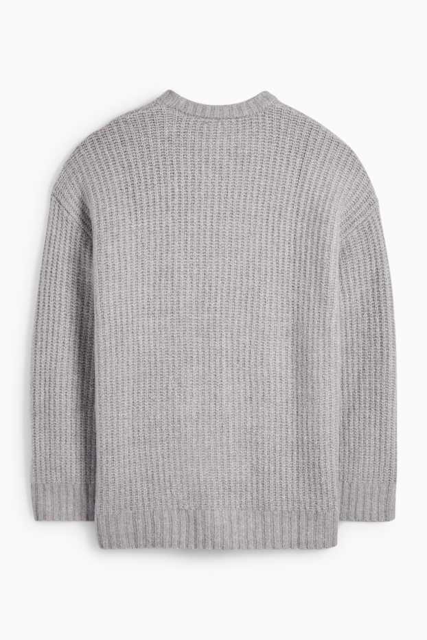Femmes - Pull - finition côtelée - gris chiné