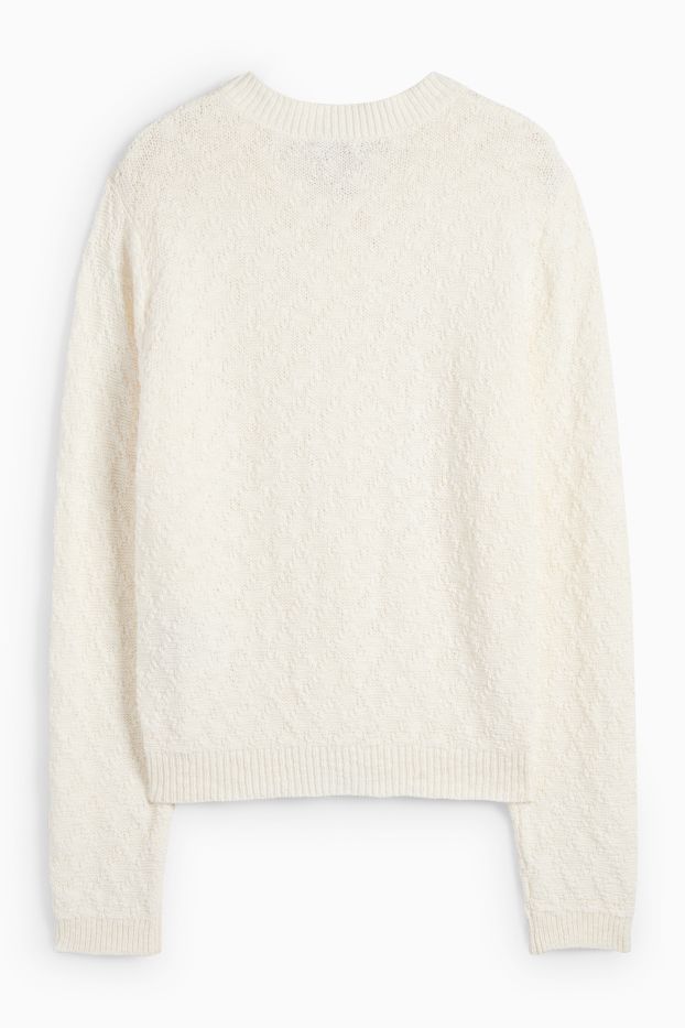 Donna - Cardigan - tessuto tramato - bianco crema