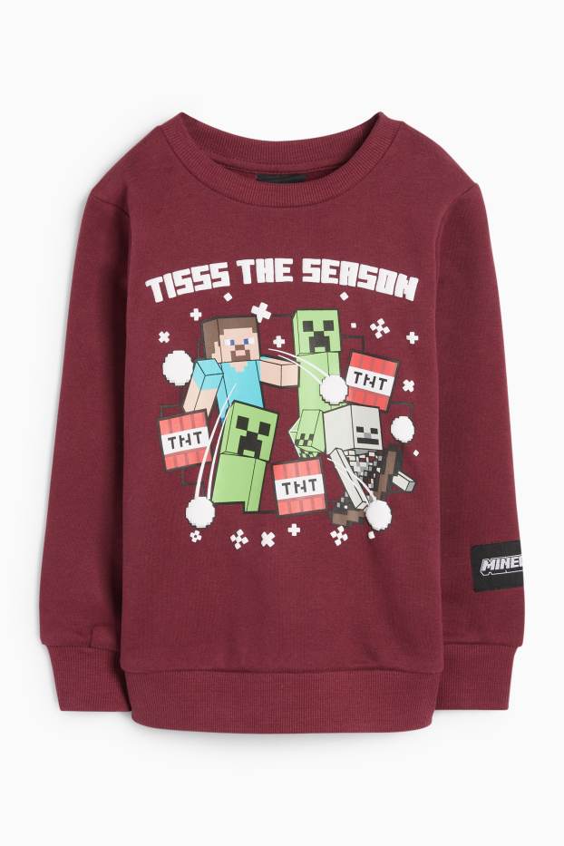 Kinder Buben - Minecraft - Weihnachts-Sweatshirt - bordeaux