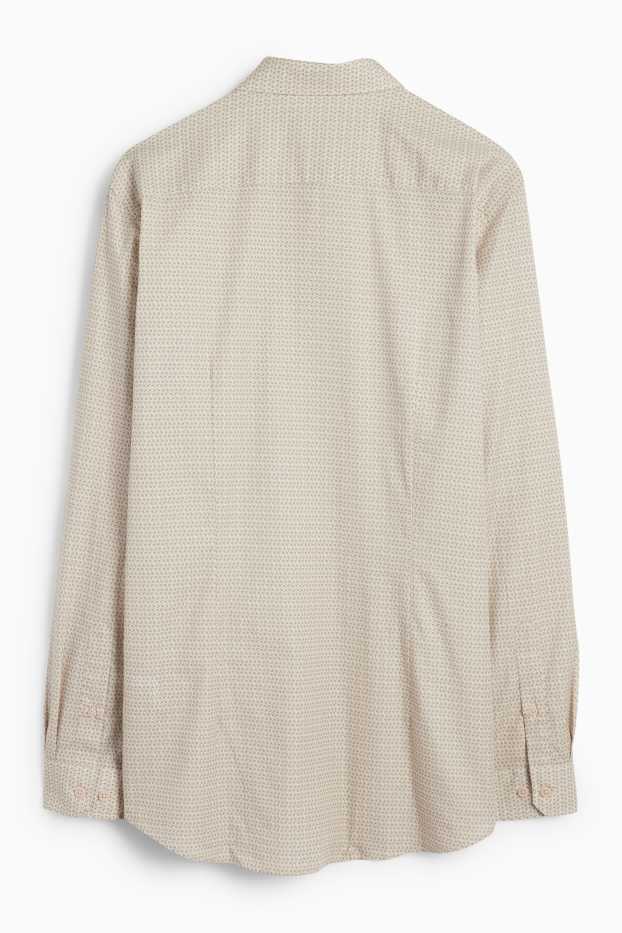 Men - Business shirt - slim fit - kent collar - patterned - beige