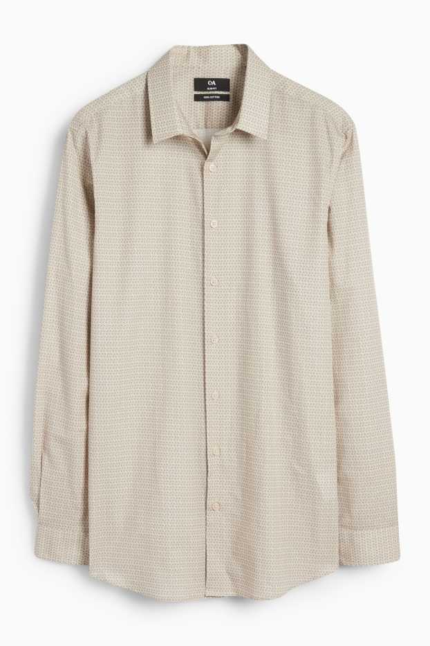 Men - Business shirt - slim fit - kent collar - patterned - beige