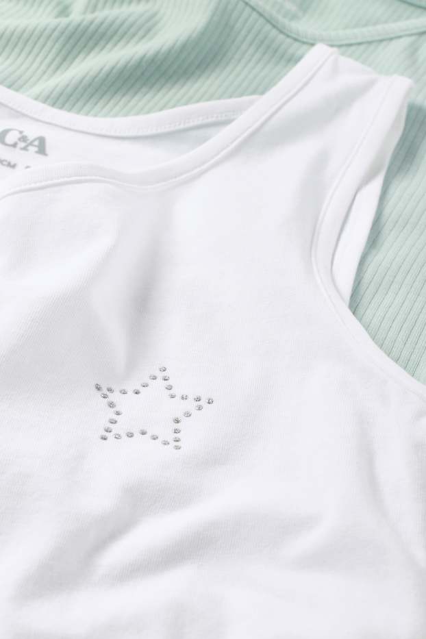 Kinderen: meisjes - Set van 2 - ster - singlet - lichtgroen