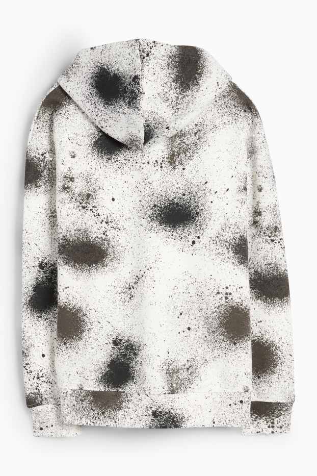 Kinder Buben - Hoodie - gemustert - weiß / grau
