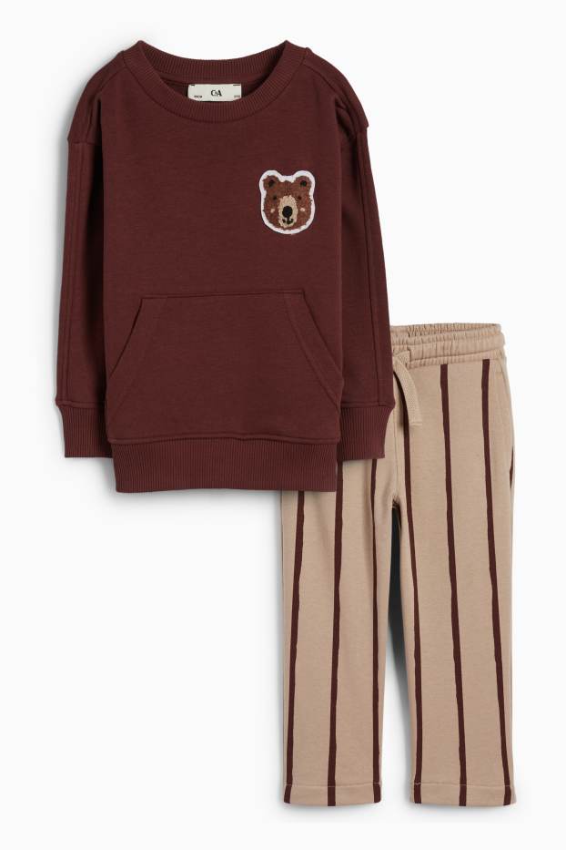 Bambini - Orso - set - felpa e pantaloni sportivi - 2 pezzi - marrone