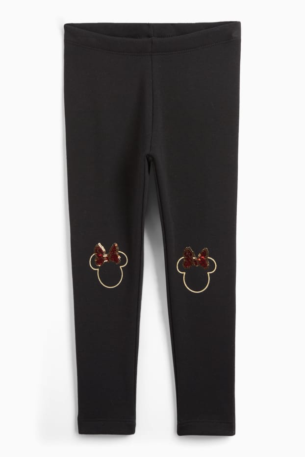 Děti - dívky - Minnie Mouse - termo legíny - černá