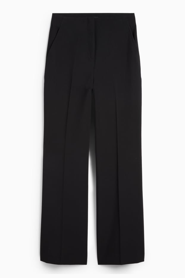 Women - Business trousers - high waist - wide leg - black