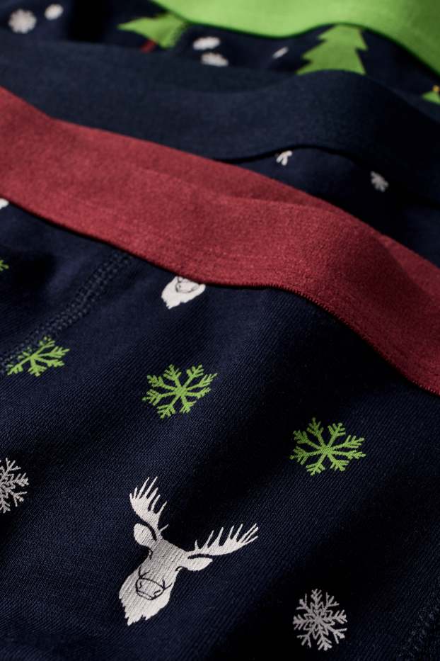 Kinderen: jongens - Set van 3 - kerstboxershort - donkerblauw