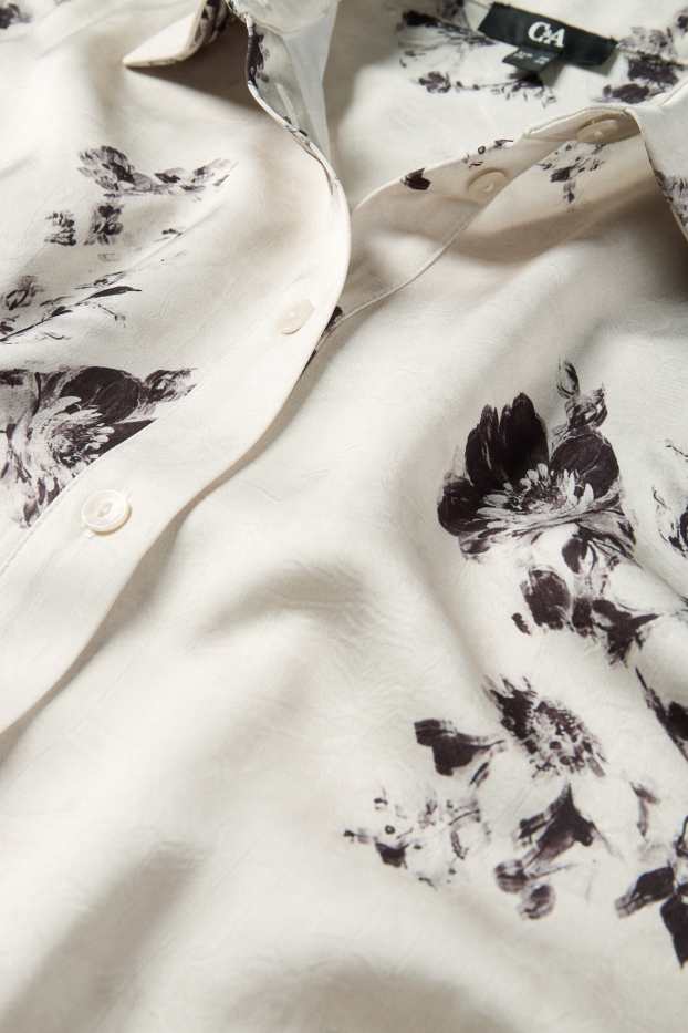 Women - Blouse - floral - light beige