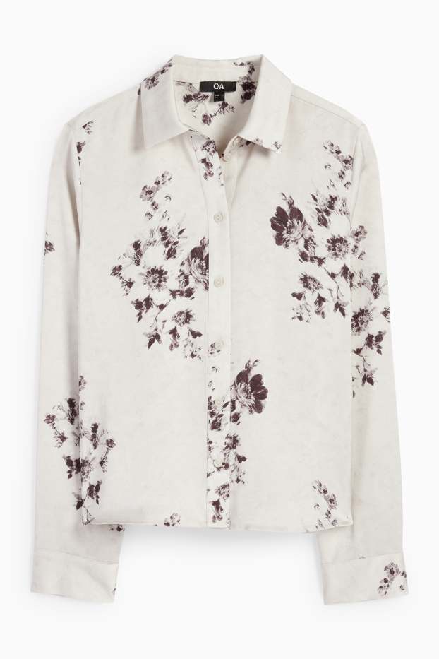 Women - Blouse - floral - light beige