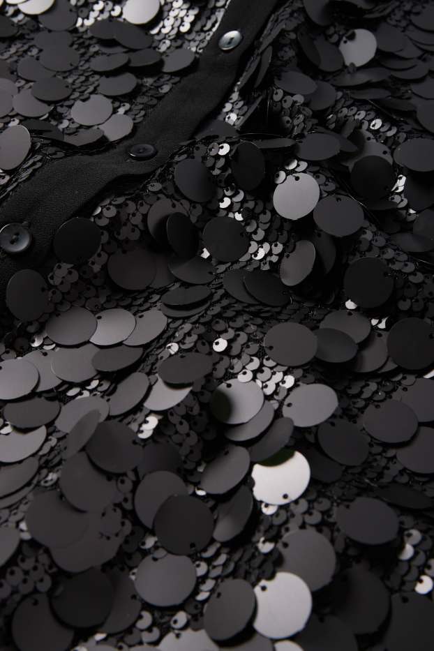 Women - Chiffon sequin blouse - black