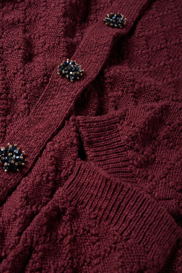 Mujer - Cárdigan - con textura - burdeos