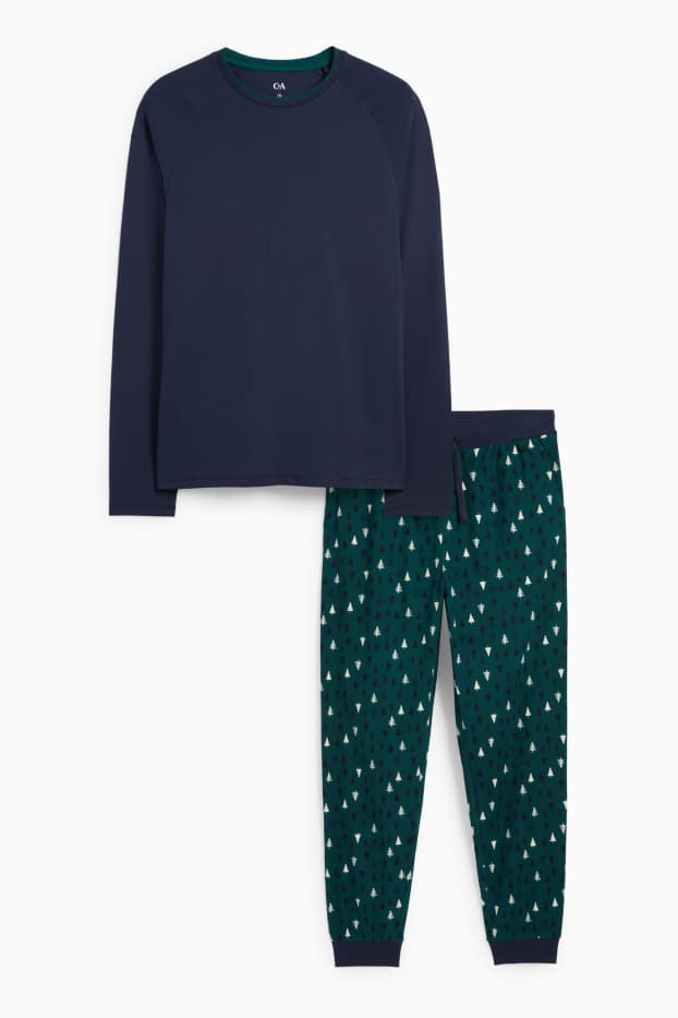 Men - Christmas pyjamas - fir tree - dark blue