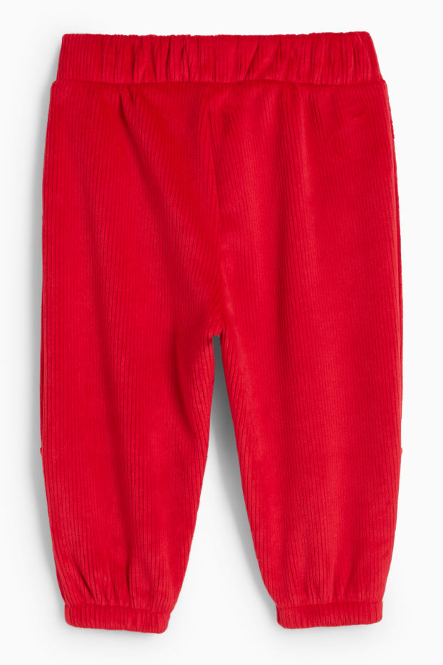 Baby Buben - Rentier - Weihnachts-Baby-Thermo-Jogginghose - gerippt - rot