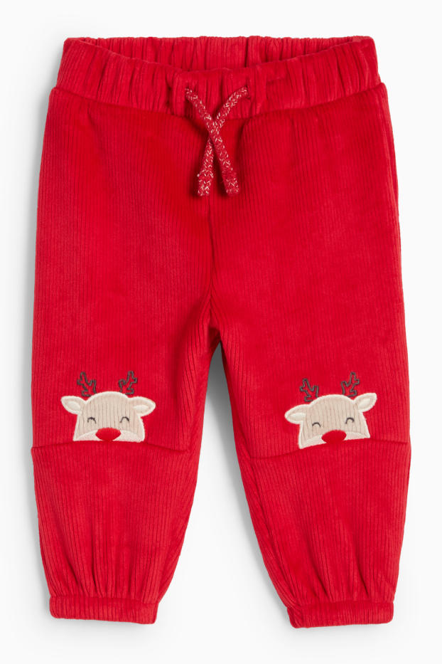 Bébés garçons - Renne - Pantalon de jogging chaud de Noël - finition côtelée - rouge