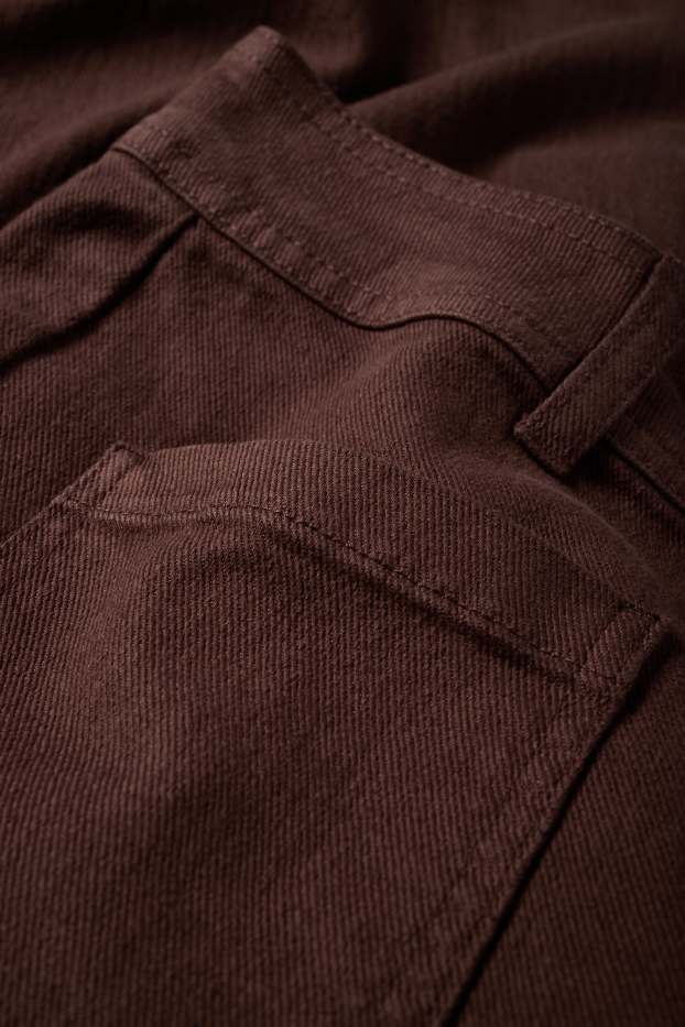 Women - Cloth trousers - mid-rise waist - flared - denim-brown
