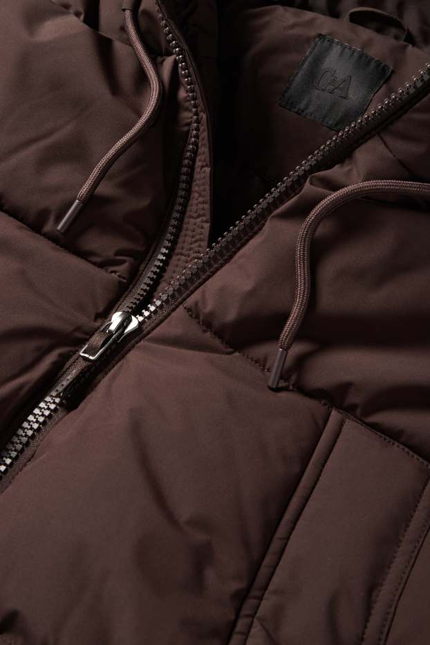 Herren - Steppjacke mit Kapuze - dunkelbraun