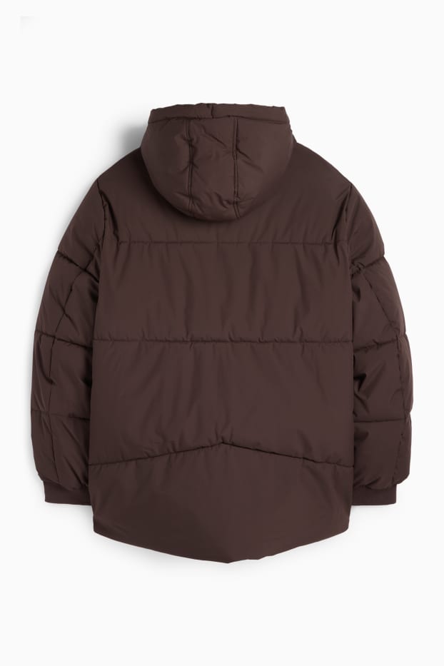 Herren - Steppjacke mit Kapuze - dunkelbraun