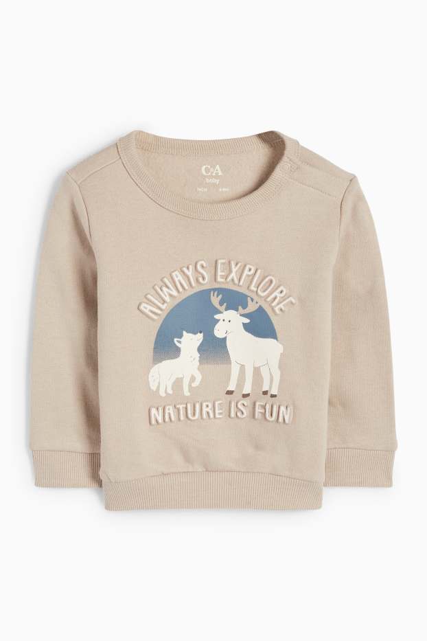 Baby Buben - Wolf und Elch - Baby-Outfit - 2 teilig - hellbeige