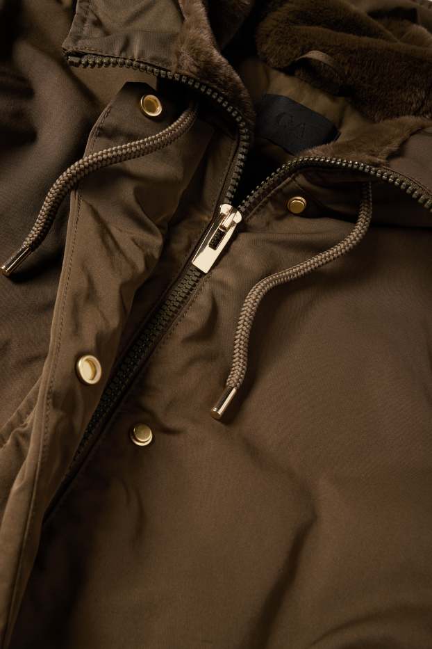Femmes - Veste à capuche - doublée - finition déperlante - kaki