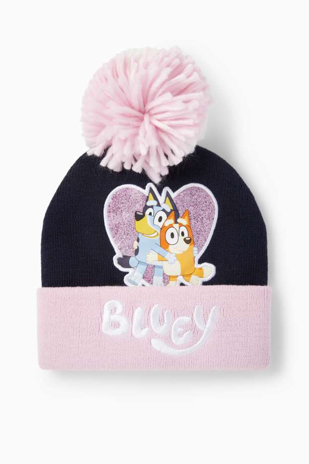 Kinderen: meisjes - Bluey - muts met pompon - donkerblauw