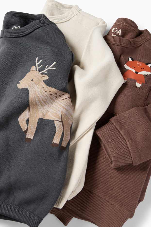Bébés garçons - Lot de 3 - renard et cerf - sweats bébé - gris foncé