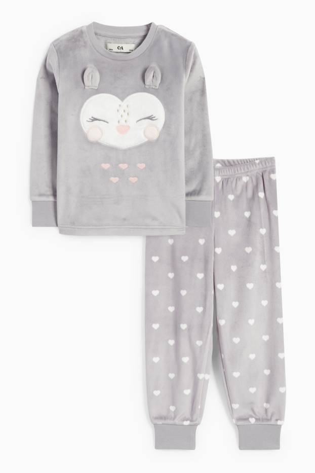 Copii - Fete - Bufniță - pijama de iarnă - 2 piese - gri