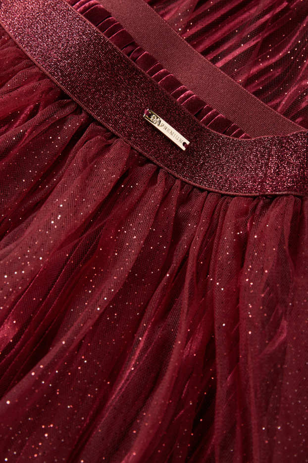 Children Girls - Skirt - shiny - bordeaux