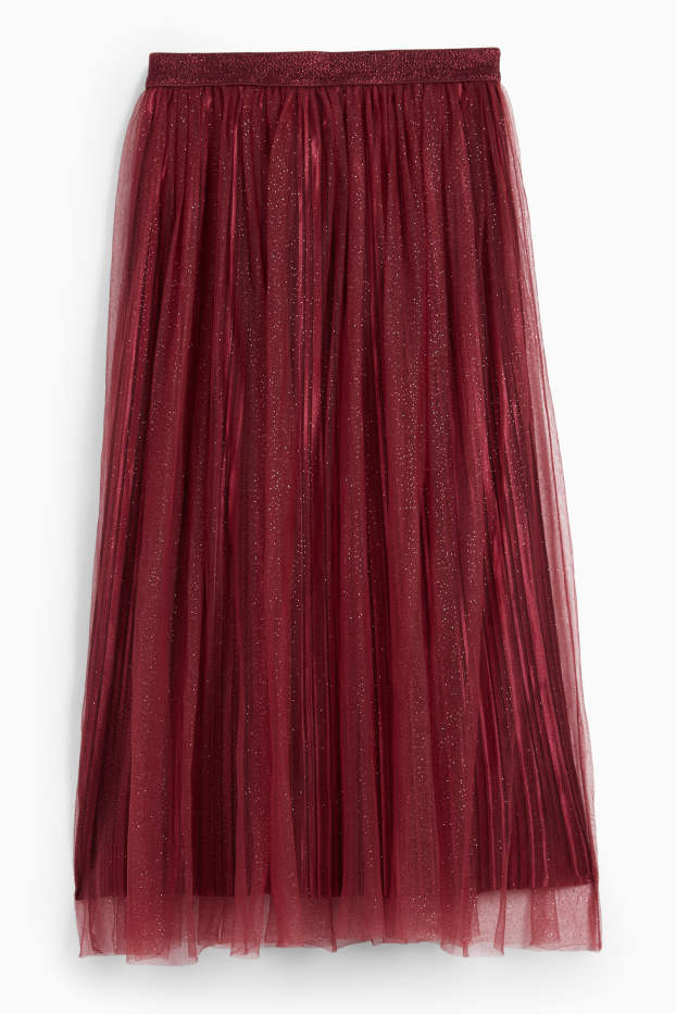Children Girls - Skirt - shiny - bordeaux