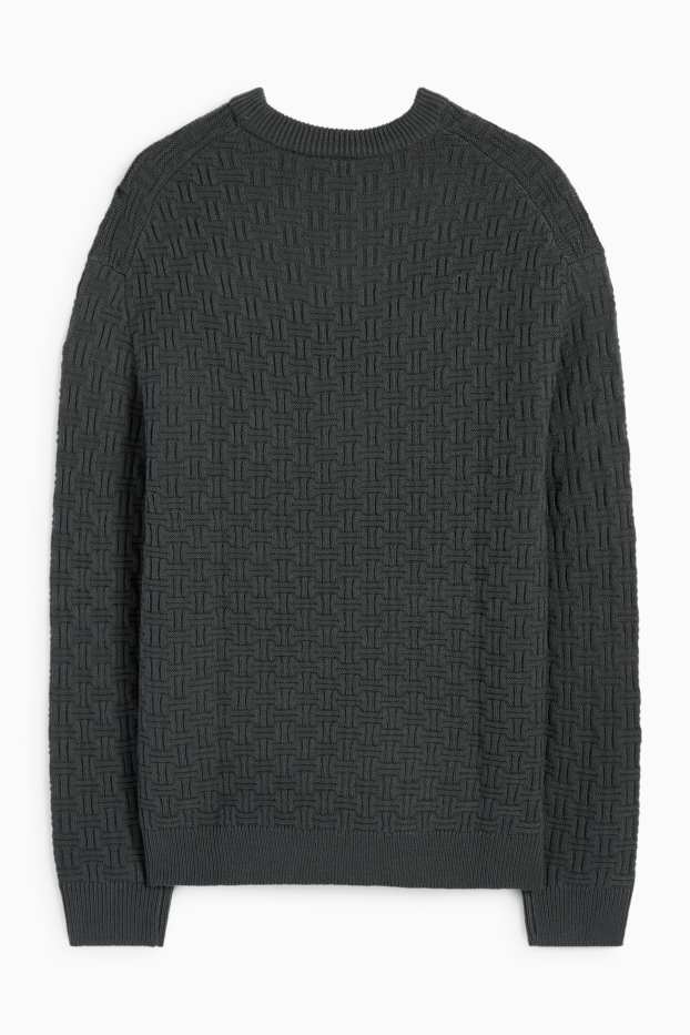 Men - Jumper - textured - dark green