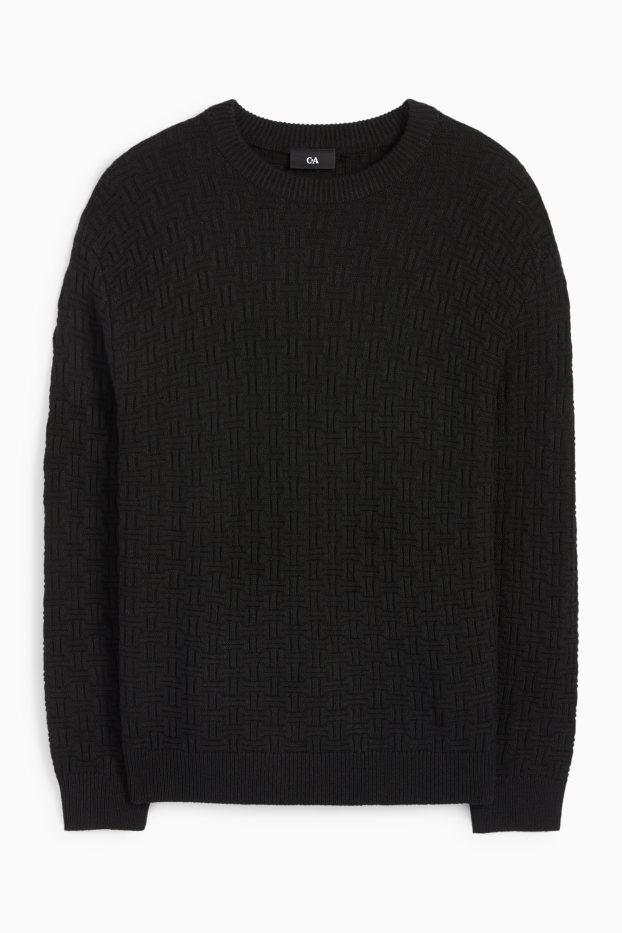 Men - Jumper - textured - black