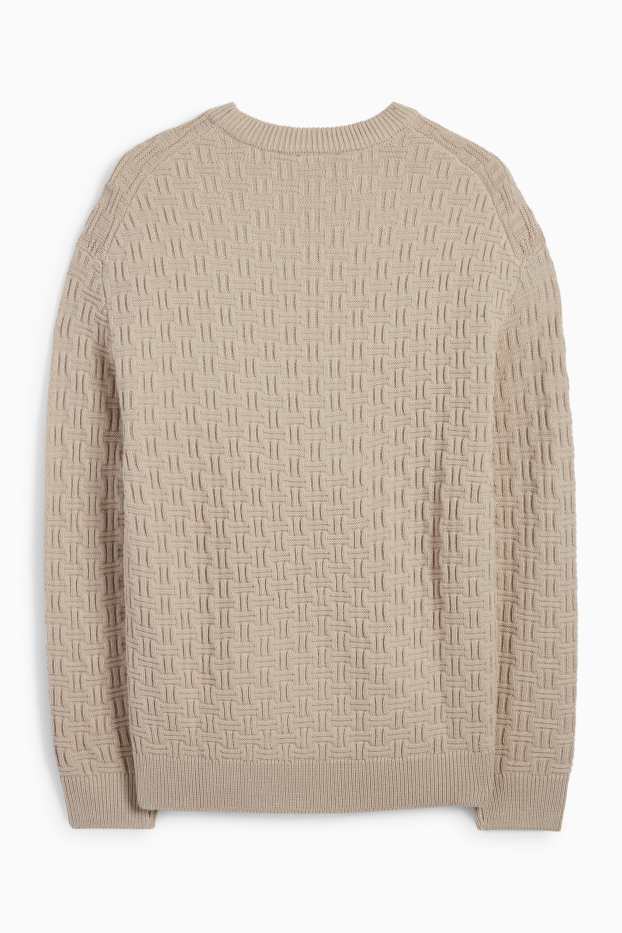 Men - Jumper - textured - light beige