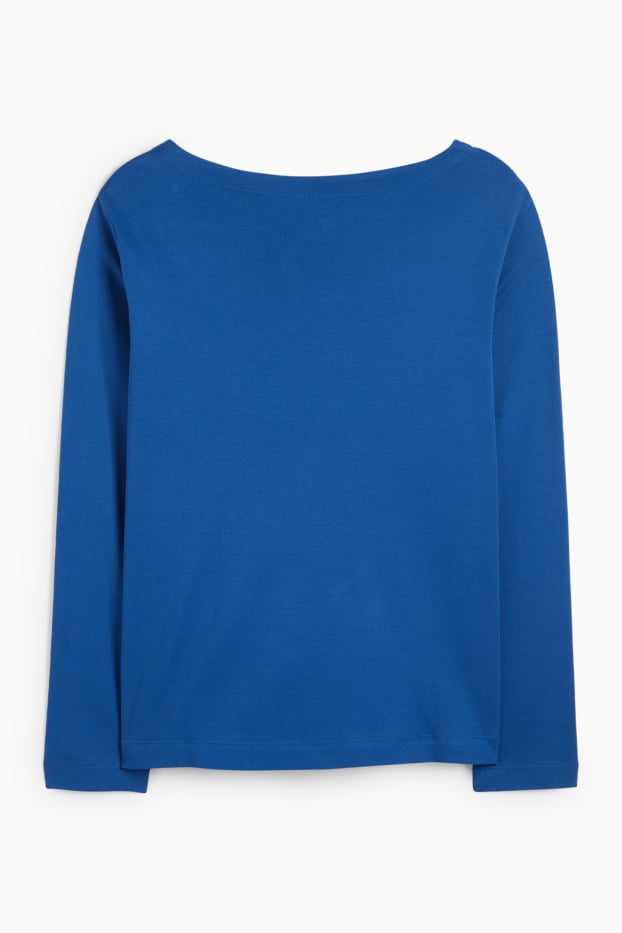 Women - Basic long sleeve top - regular fit - blue