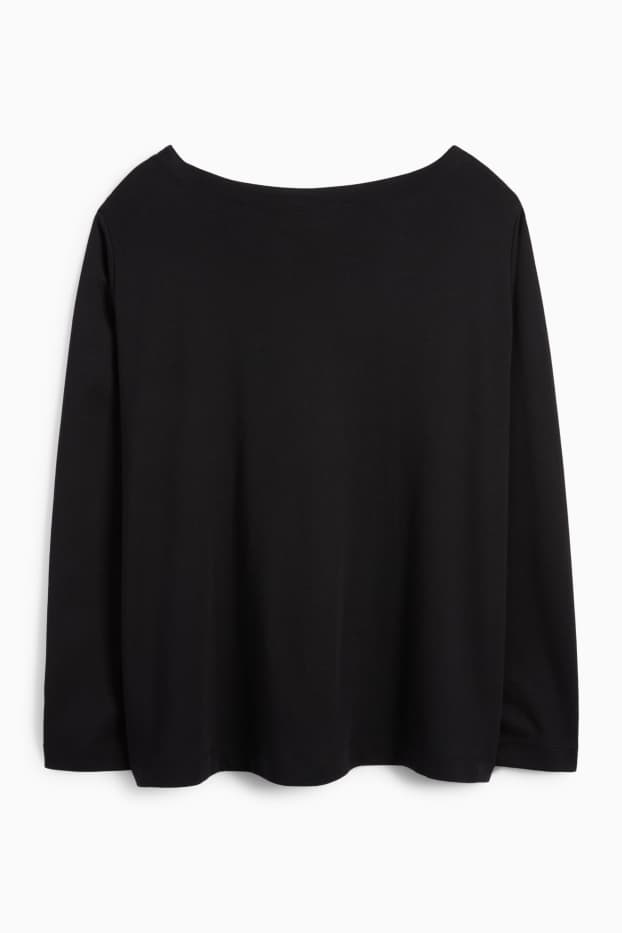 Women - Basic long sleeve top - regular fit - black