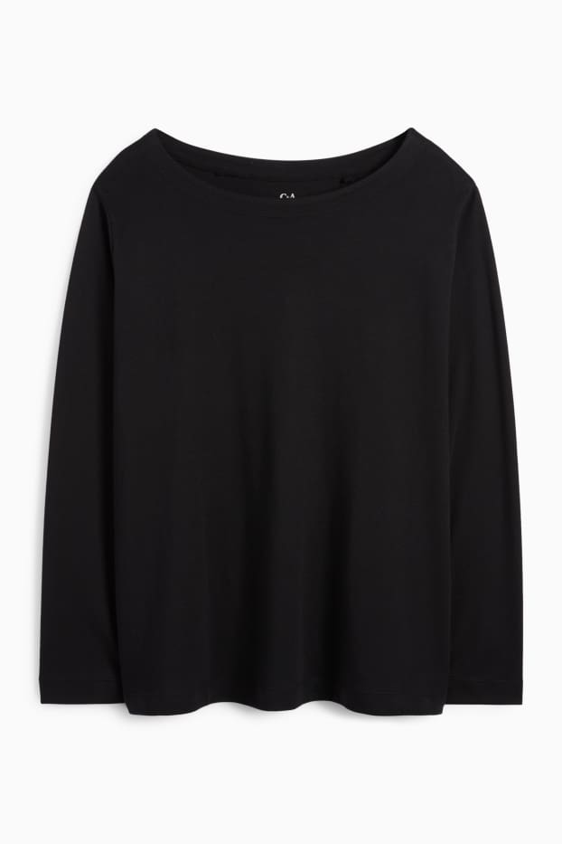 Women - Basic long sleeve top - regular fit - black