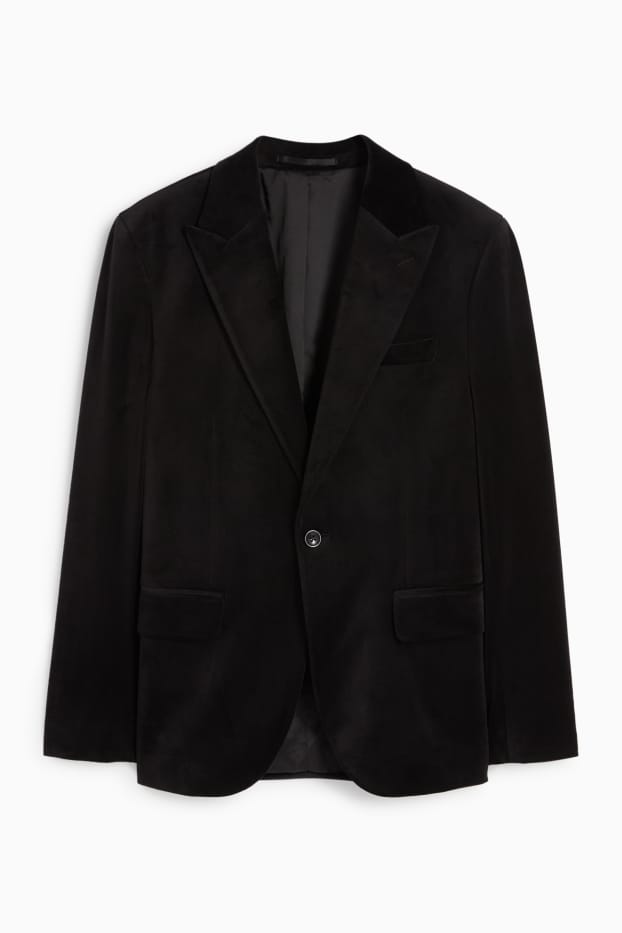 Uomo - Giacca in velluto - slim fit - stretch - nero