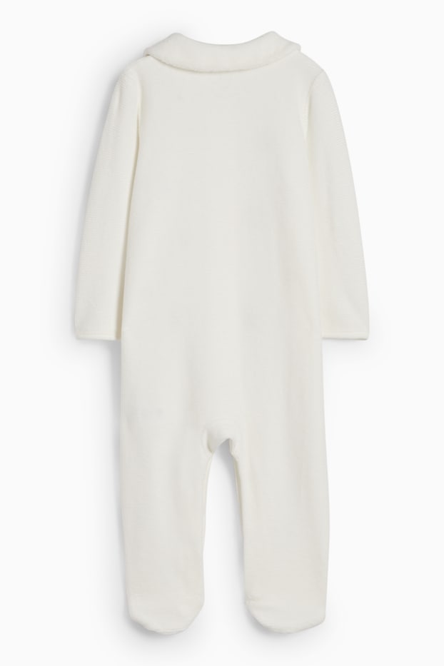 Unisex - Weihnachts-Baby-Schlafanzug - gerippt - weiß