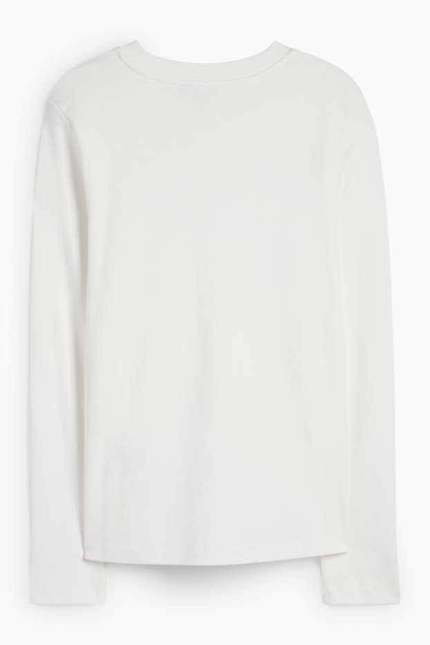 Femei - Tricou cu mânecă lungă - regular fit - aspect lucios - alb