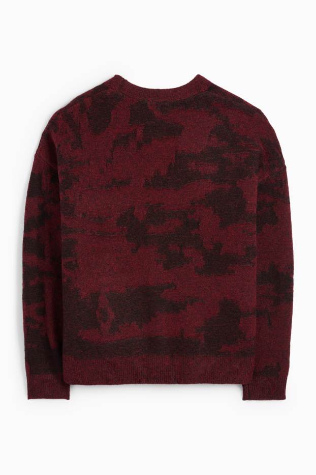 Heren - Gebreid vest - met patroon - bordeaux